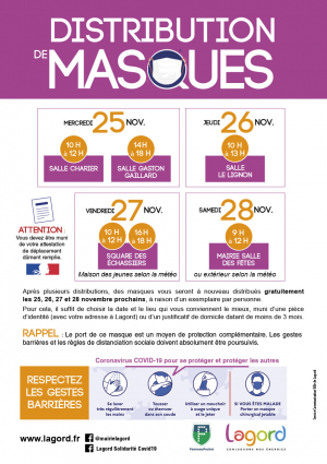 DISTRIBUTION DE MASQUES